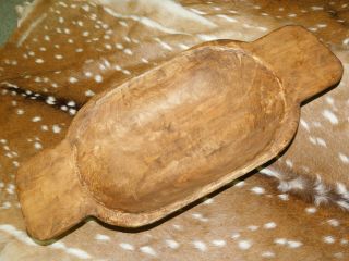 Carved Wooden Dough Bowl Primitive Wood Tray Trencher Rustic Home Decor 25 3/4 "