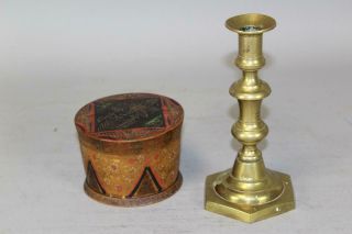 A RARE EARLY 19TH C PENNSYLVANIA GERMAN PAINT DECORATED COVERED WOOD PATCH JAR 2