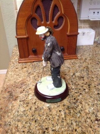 Vintage Emmett Kelly Jr Hobo Clown Golfer Flambro Figurine 8 " Tall
