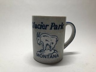Vintage Glacier National Park Montana Stoneware Mug Japan Mountain Goat Blue