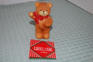 Vintage 1979 Enesco Lucy And Me Bear With Red Bow Standing And Waving