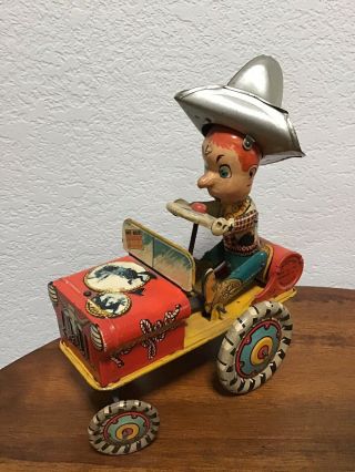 Vintage Rodeo Joe Tin Wind Up Toy Unique Art