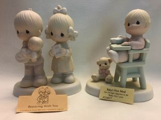 Vintage Precious Moments Figurines: Baby’s Blessing (1980),  1st Meal (1990)