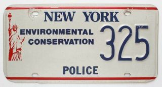 York Liberty Environmental Conservation Police License Plate Encon 325 Rare