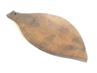Antique Wooden Cutting Dough Bread Board - Leaf Shaped Hand Carved Primitive