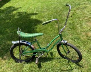 Vintage Bicycle Bike Schwinn Stingray Fair Lady Sting - Ray With Green Seat