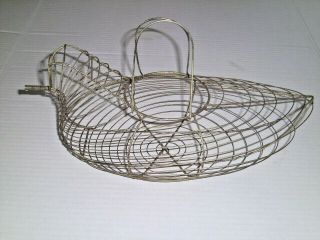 Vtg Primitive Country Nesting Chicken Hen Bird Wire Egg Gathering Basket