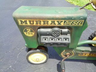Vintage Murray Diesel Green Tractor Pedal Car 2 Ton (38 by 26 by 21 