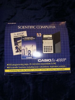 Vintage Casio Fx - 4000p Scientific Calculator Complete W/books Box