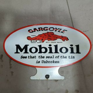 Mobil Oil Gargoyle Vintage Porcelain Sign 14 X 9 Inches