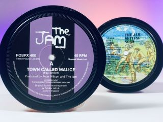 The Jam - 2 Record Label Coasters.  A Town Called Malice Setting Sons Paul Weller