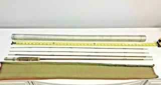 Antique Vintage Old Heddon 2250 Bamboo Fly Rod 3 - Piece With 2 Different Tips