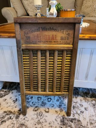 Vintage National Washboard Co.  The Brass King Top Notch No.  801 Brass Washboard