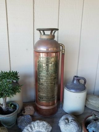 Vintage Brass And Copper Fire Extinguisher,  For Display.