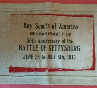 RARE 1913 Boy Scouts Service Badge,  Armband From 50th Anniversary Of Gettysburg 2