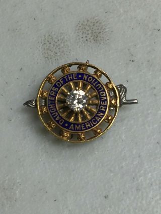 Vintage 14k Yellow Gold Daughters Of The American Revolution Pin