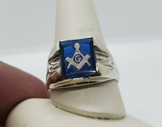 Vintage Masonic Ring 10k White Gold Size 11 7.  1grams