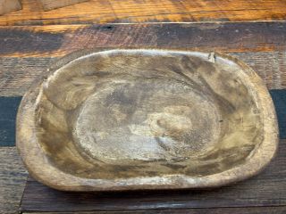 Primitive Small Carved Wooden Dough Bowl Rustic 9”x6” Trencher Tray Farmhouse