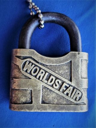 Antique 1904 Worlds Fair Commemorative Advertising Story Book Padlock Lock W Key
