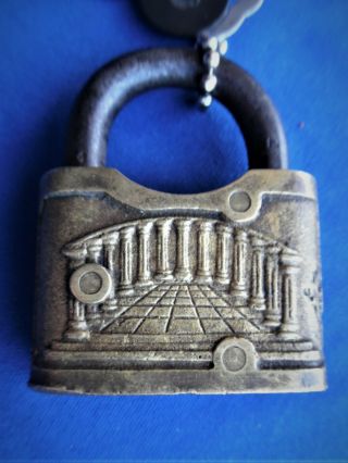 antique 1904 WORLDS FAIR commemorative advertising story book padlock lock w key 2