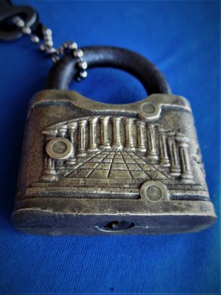 antique 1904 WORLDS FAIR commemorative advertising story book padlock lock w key 3
