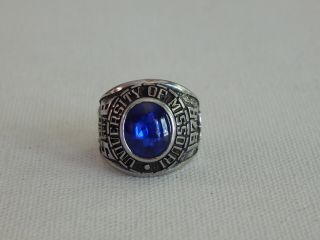 Vintage Silver Tone Blue Stone 1978 University Of Missouri Class Ring Sz 8