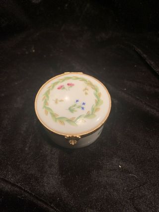 Vintage Limoges Castell France Enamel Miniture Floral Trinket Box