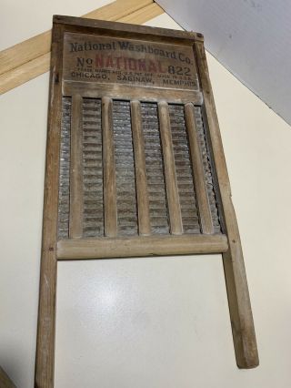 Antique National Washboard Company No 822 Metal Clothes Washer Chicago Soap