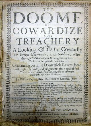 1643 English Civil War Newsbook The Doome Of Cowardize And Treachery Wm Prynne