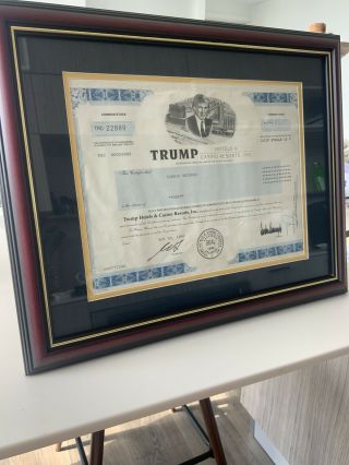 Trump Hotels & Casino Resorts President Donald Trump Stock Certificate 1999