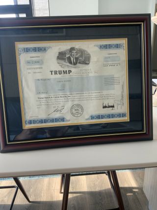 Trump Hotels & Casino Resorts President Donald Trump Stock Certificate 1999 2