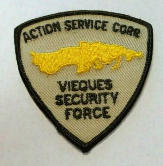 Old Rare Vieques Puerto Rico Action Service Corp Security Force Patch