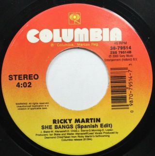 90 ' S 45 Ricky Martin - She Bangs (English Edit) / She Bangs (Spanish Edit) On Co 2