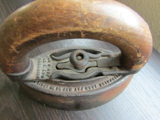 Antique Sad Iron Enterprise MFG Co.  Phila.  PA No.  50 with Detachable Wood Handle 2