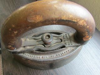 Antique Sad Iron Enterprise MFG Co.  Phila.  PA No.  50 with Detachable Wood Handle 3