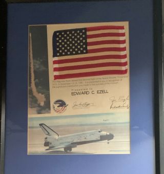 Sts - 2 Space Shuttle Columbia Flown In Space Presentation American Flag