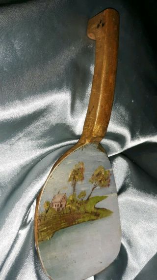 Primitive Butter Paddle Antique Wooden Carved With Folk Art Painting