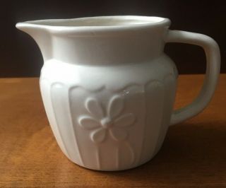 Vintage Ceramic Creamer Pitcher White W/ Embossed Daisy
