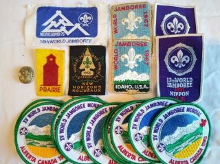Boy Scout World Jamboree Patches And Pin.  Or.  1955 - 1983.