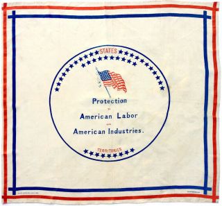 1888 Benjamin Harrison Protection To American Labor Flag Campaign Bandanna