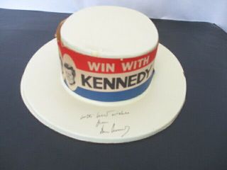 John F Kennedy Signed 1960 Campaign Hat " Win With Kennedy " Inscribed