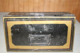 Antique Metal Bank Lock Box with Key 2