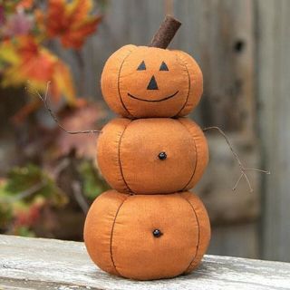 Primitive Grungy 3 Stacked Pumpkin Man Wire Arms Autumn/fall Country Halloween
