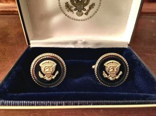 White House Issued President Richard Nixon Cobalt Cufflinks - Presidential Seal 2