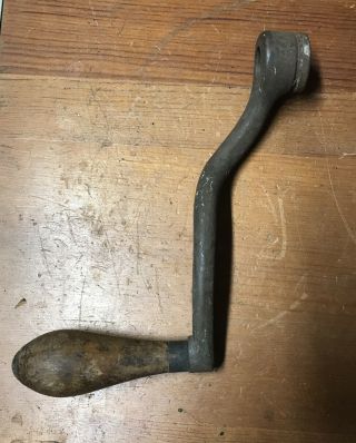 Vintage Antique Cast Iron Wooden Handle Crank Arm