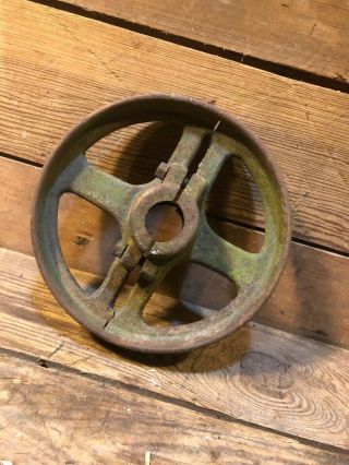 Antique Reece 7 - 1/2” Split Pulley Hit Miss Engine Gas Flat Belt Farm Flywheel