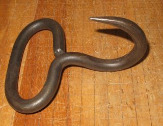 Antique Hand Forged Cast Iron Hay Bale Farmhouse Hook Hearth Iron Hanger