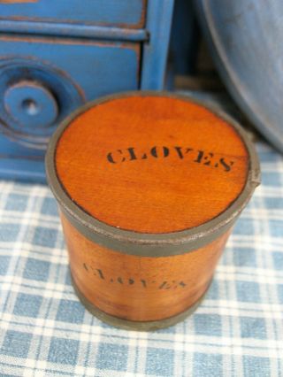 Early Antique Wood and Tin Spice Box ca.  1860 Cloves 2