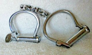 Antique Hiatt Best British Made Handcuffs With Key Circa 1800 