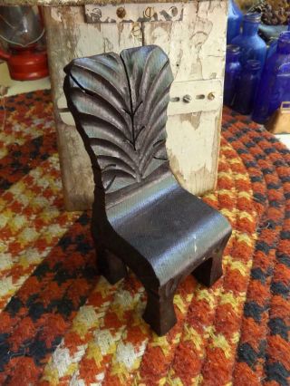 Miniature Primitive Antique Hand Carved Wood Chair Doll Sized From Pennsylvania